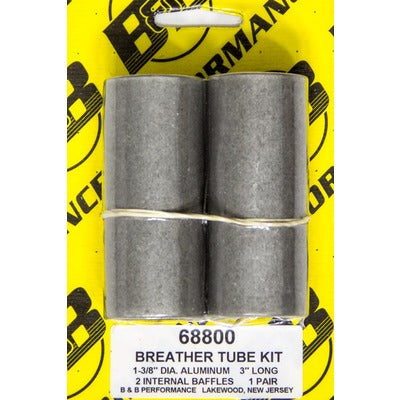 B and B Breather Tube Kit - Aluminum 3" Long (Pair)