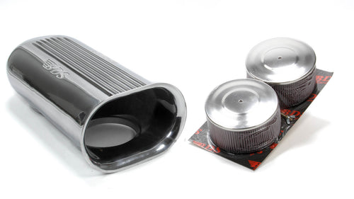 Blower Drive System SC-9001 Polished Aluminum Dual Carb Scoop w/Air Filters