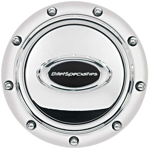 Billet Specialties Horn Button Riveted Polished w/Black Logo 32715