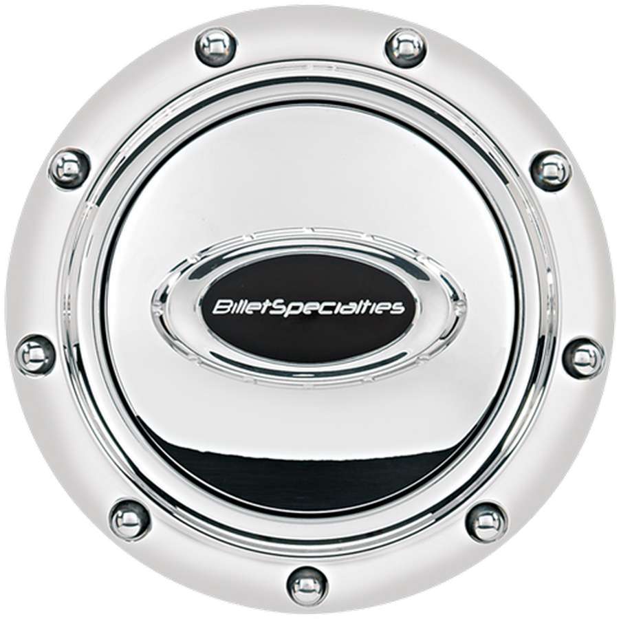 Billet Specialties Horn Button Riveted Polished w/Black Logo 32715