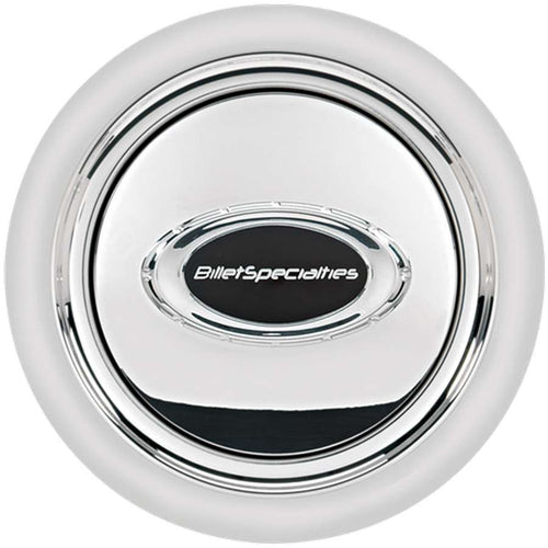 Billet Specialties Horn Button Smooth Polished w/Black Logo 32725