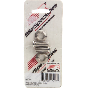 Billet Specialties 3/8-16x1" SS Bolts Pair 66120