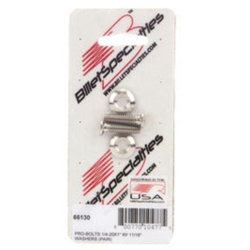 Billet Specialties 1/4-20x1" SS Bolts Pair 66130