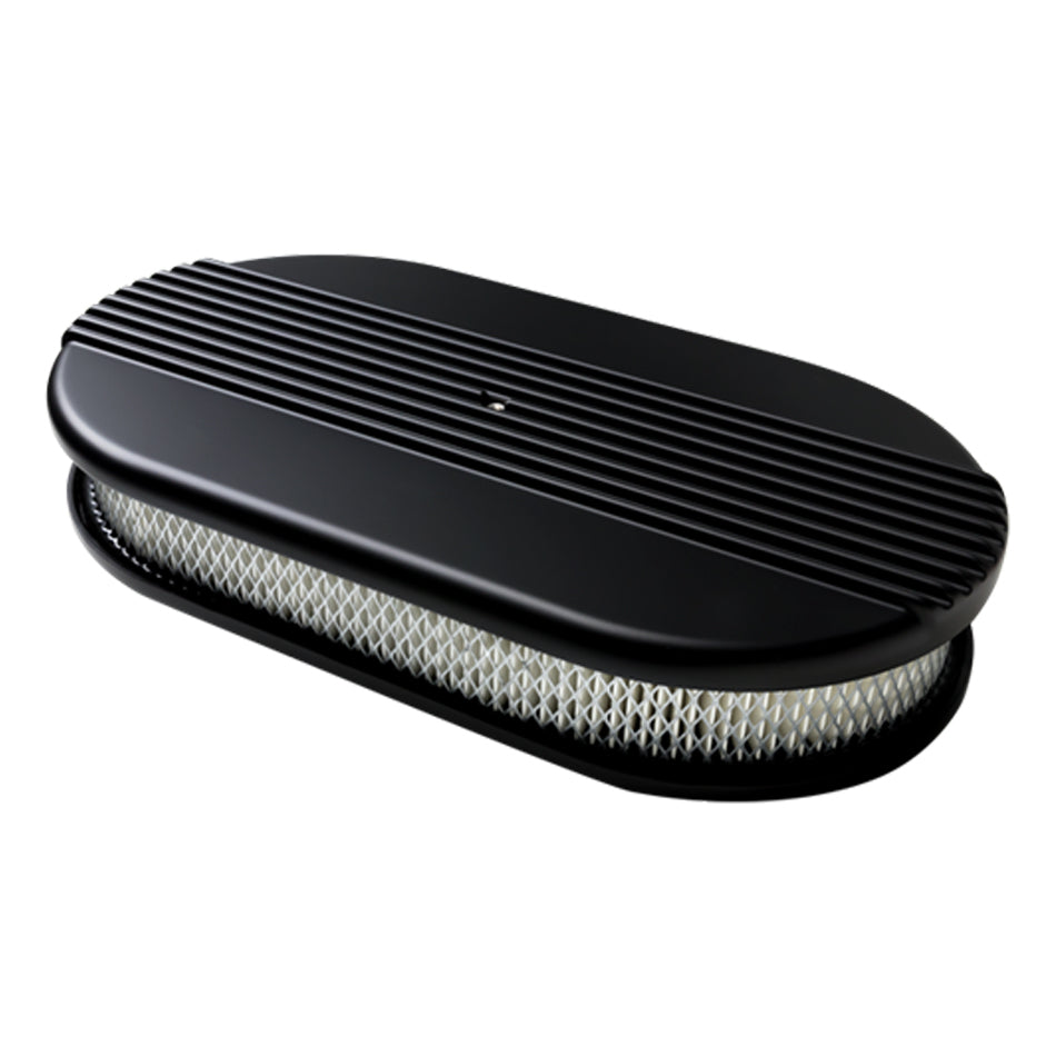 Billet Specialties Air Cleaner Assembly Large Oval Ribbed BLK15640