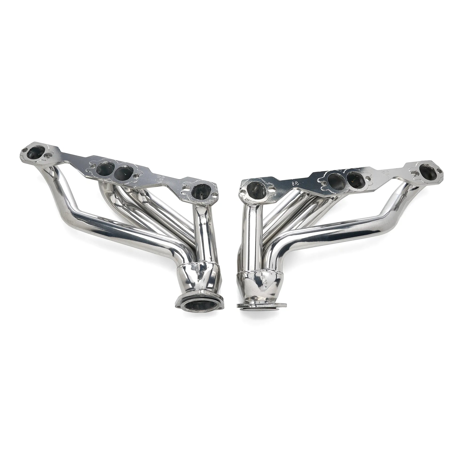 Sanderson CC16BP-SEC Silver Ceramic Shorty Headers for Small Block Chevy (inside view)