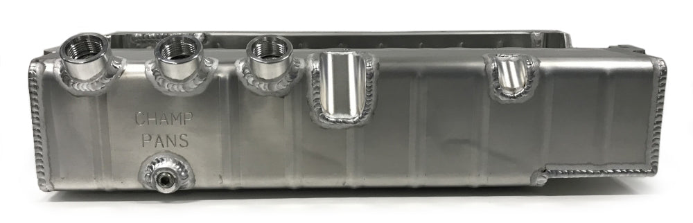 Champ Pans SBC Aluminum Dry-Sump Oil Pan 3 O-Ring Ports 4.25