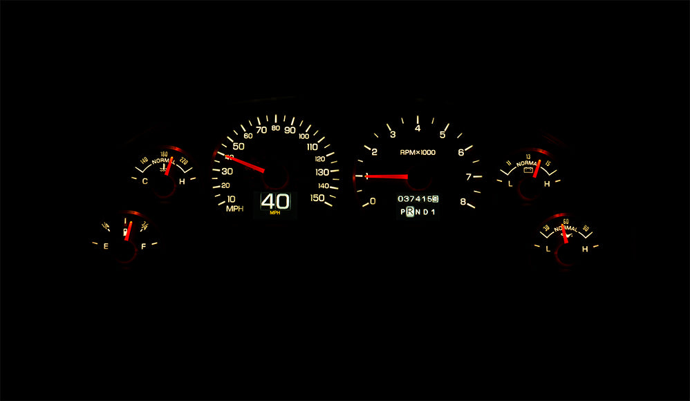 Dakota RTX Series Gauge Kit RTX-94F-MUS-X (night view)