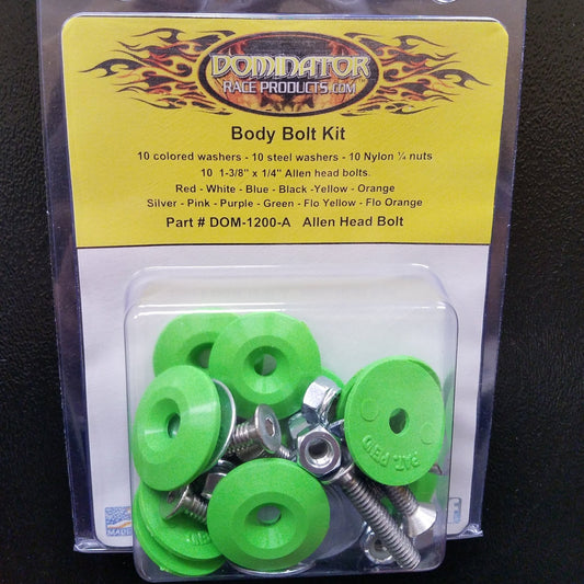 Dominator Body Bolt Kit Allen Head Xtreme Green 1200-A-XG