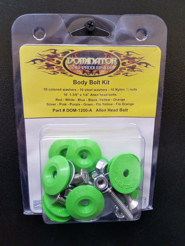 Dominator Body Bolt Kit Allen Head Xtreme Green 1200-A-XG