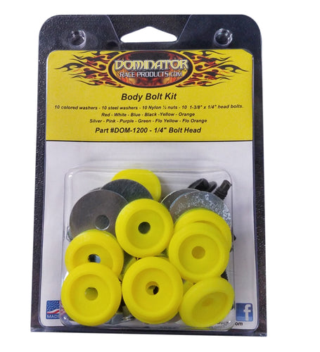 Dominator Body Bolt Kit Hex Head Fluorescent Yellow 1200-B-FLOYE