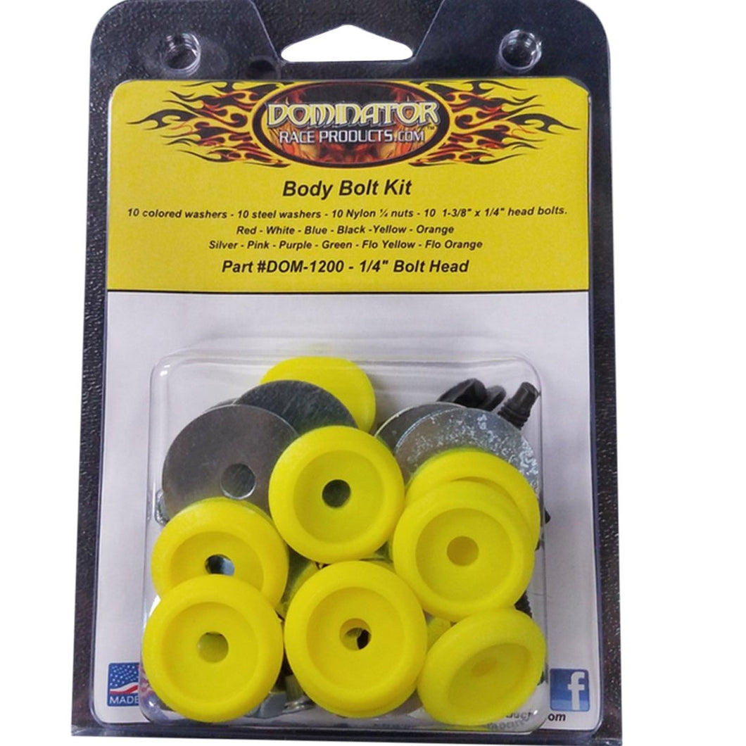 Dominator Body Bolt Kit Hex Head Fluorescent Yellow 1200-B-FLOYE