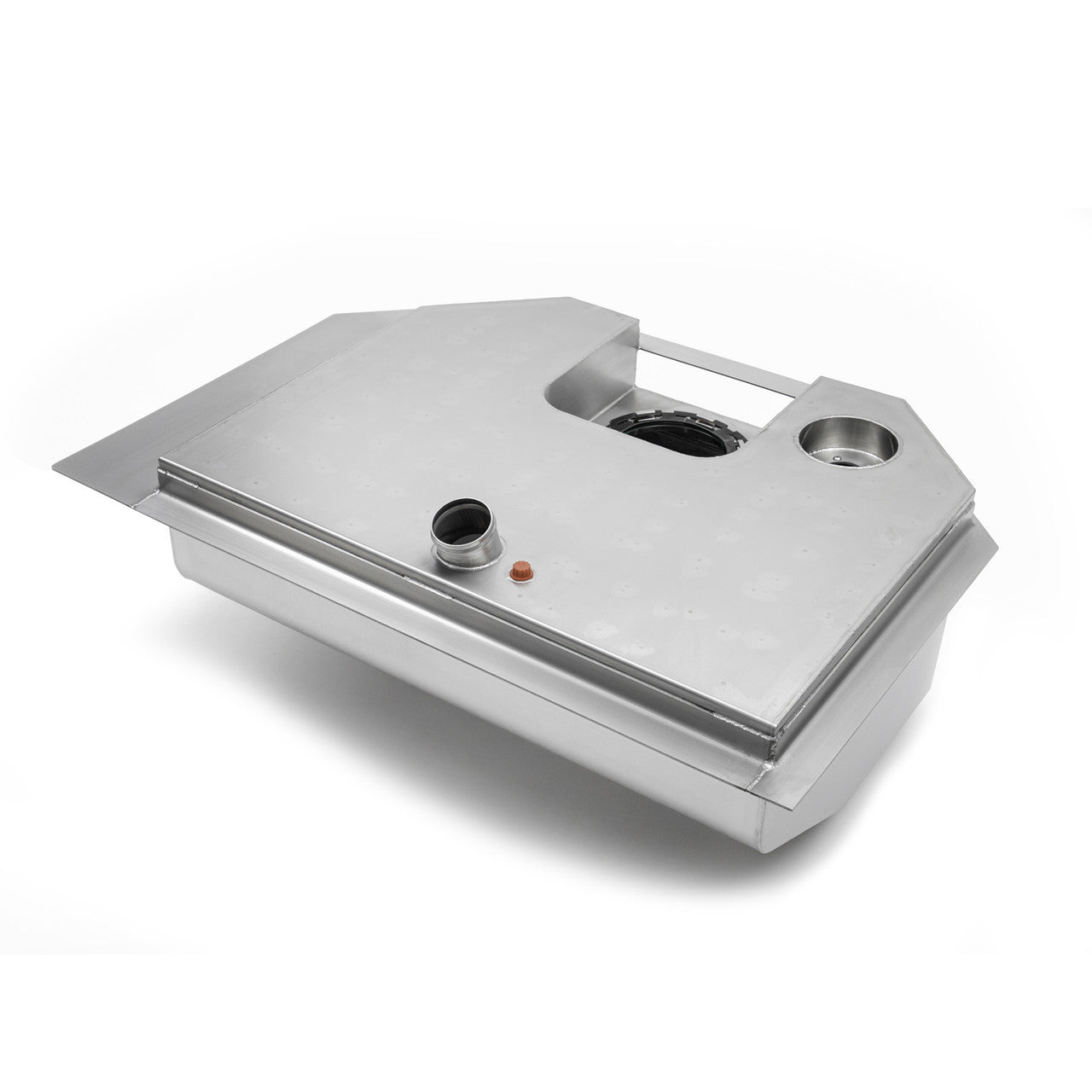 Detroit Speed 080220DS Stainless Steel Fuel Tank 64-70 Mustang (view of back)