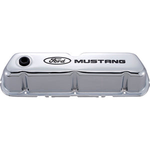 Ford Performance Chrome Steel Valve Cover Set w/Mustang Logo 302-100