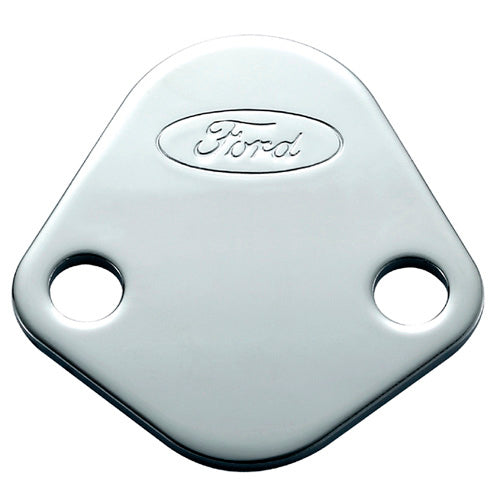 Ford Performance Fuel Pump Block-Off Plate Chrome w/Ford Logo 302-290