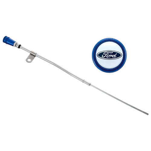 Ford Performance Engine Oil Dipstick Chrome w/Blue  Handle 302-400