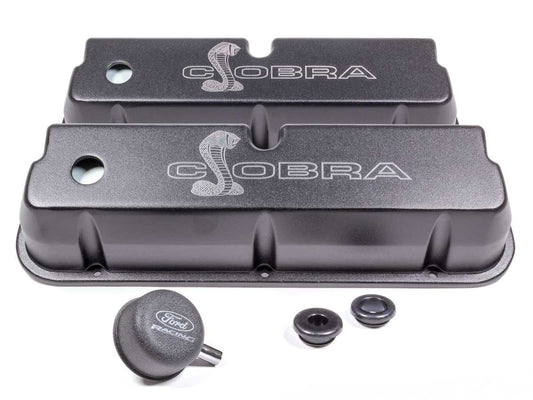 Ford Performance SBF Valve Covers w/Cobra Logo Black M-6582-LE302SBK