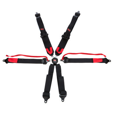 G-Force 6-Point Camlock Harness HNR - SFI 16.5 (Black/Red)