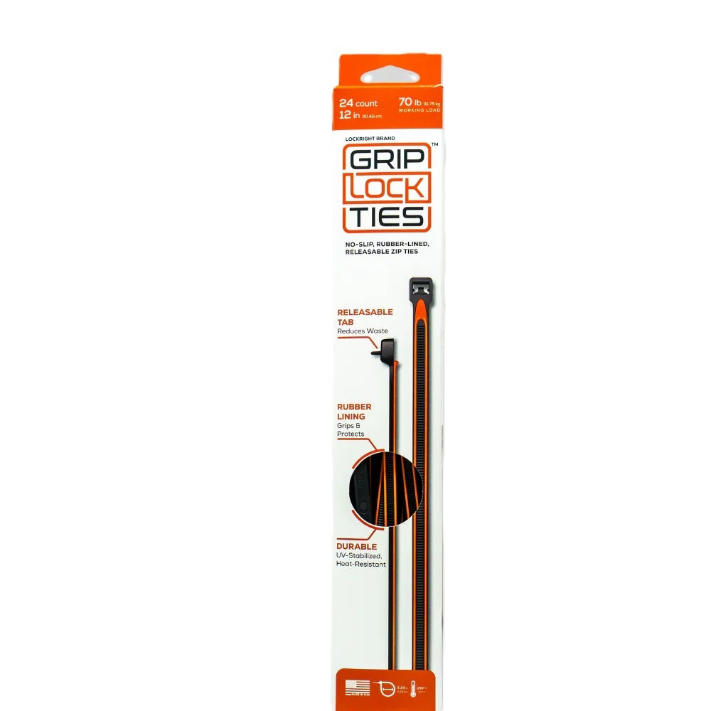 Grip Lock Ties 12" Zip Tie Orange (24 pack)