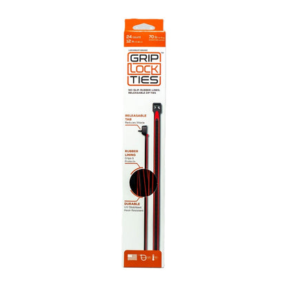 Grip Lock Ties 12" Zip Tie Red (24 pack)
