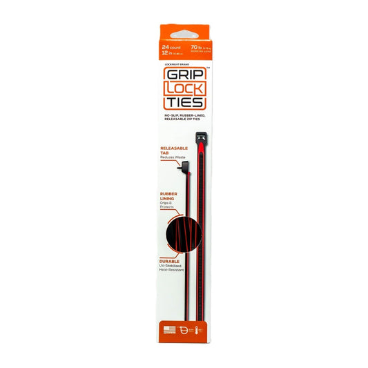 Grip Lock Ties 12" Zip Tie Red (24 pack)