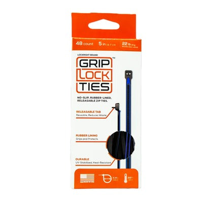 Grip Lock Zip Ties 5" Releasable (48pk) Blue