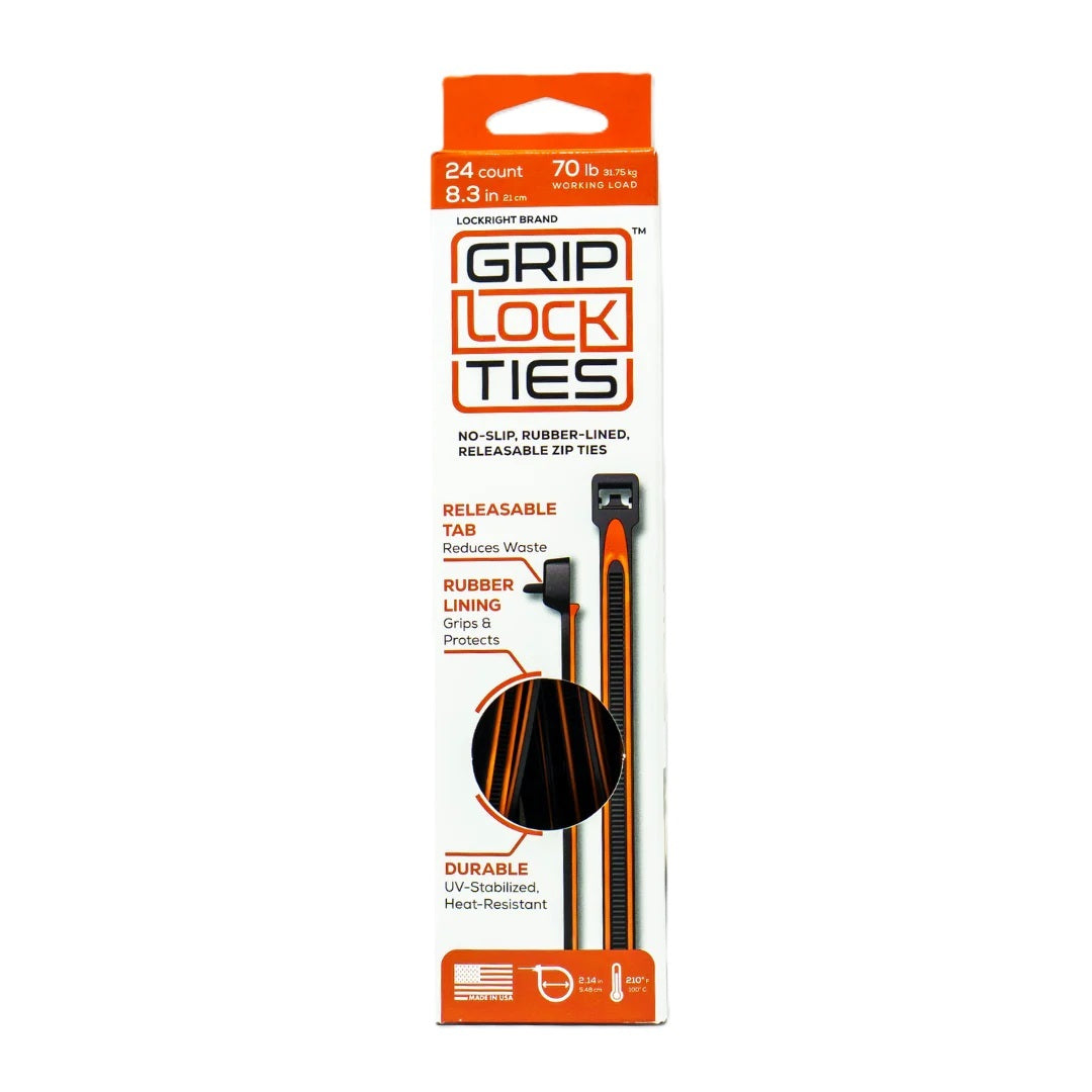 Grip Lock Ties 8 inch Orange (24pk)