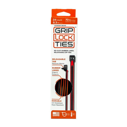 Grip Lock Ties 8 inch Red (24pk)
