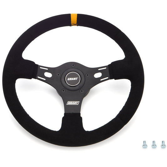Grant 1080 Race Steering Wheel Suede 13" Yellow Stripe