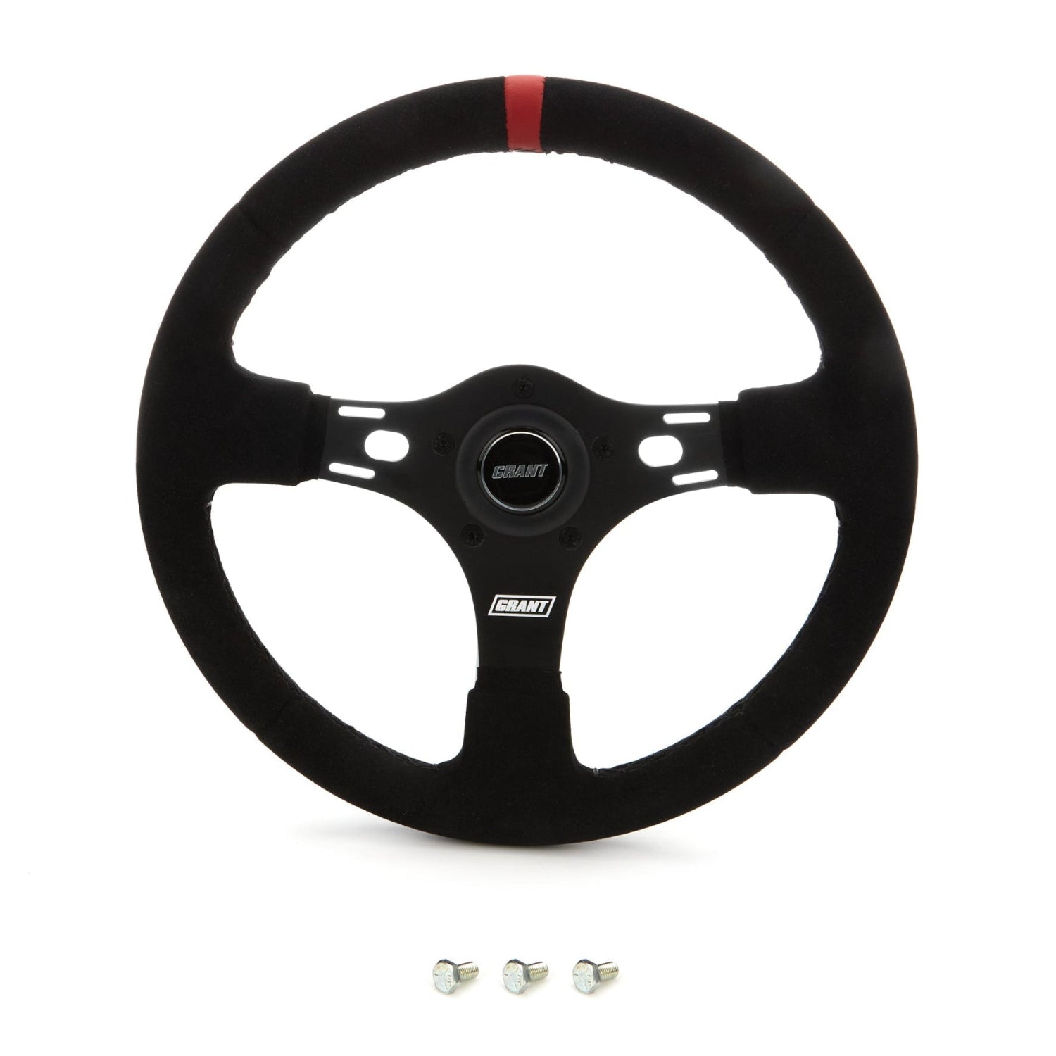 Grant 1081 Race Steering Wheel Suede 13" Red Stripe