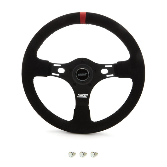 Grant 1081 Race Steering Wheel Suede 13" Red Stripe