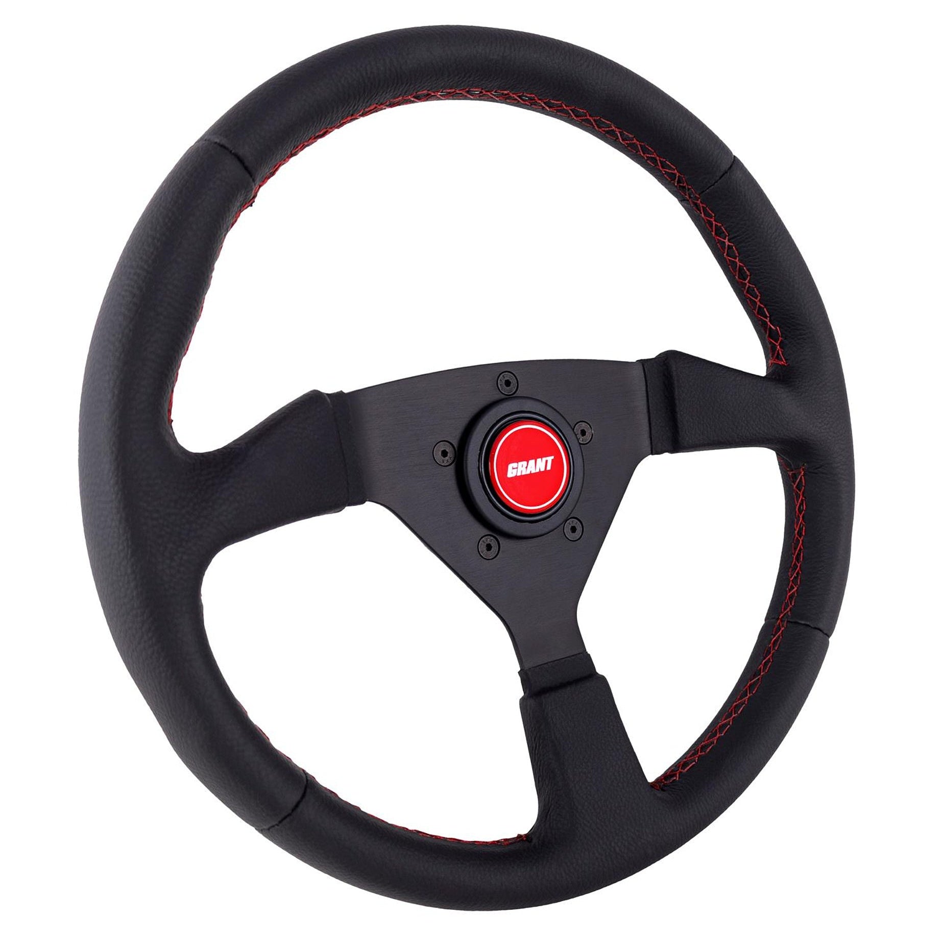 Grant Steering Wheel 13.75" Black Leather with Red