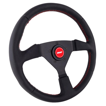 Grant Steering Wheel 13.75" Black Leather with Red