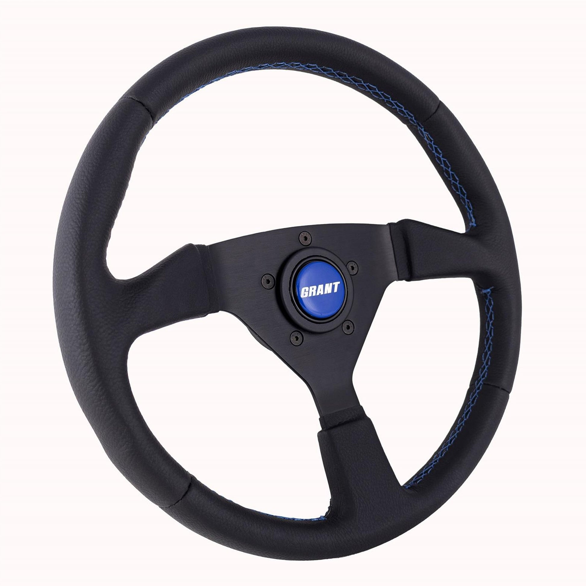Grant Steering Wheel 13.75" Black Leather w/Blue Horn Button 626