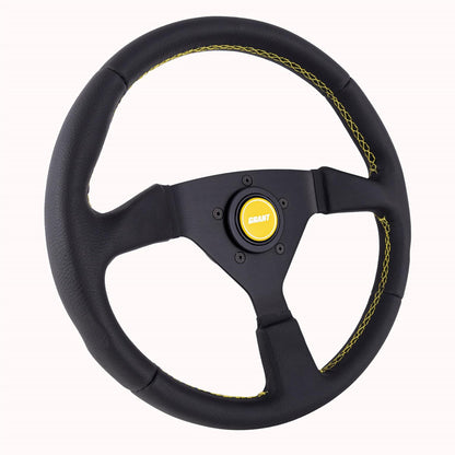 Grant Steering Wheel 13.75" Black Leather w/Yellow
