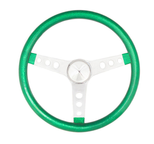 Grant 8442 Steering Wheel Metal Flake Green/Spoke Chrome 13.5