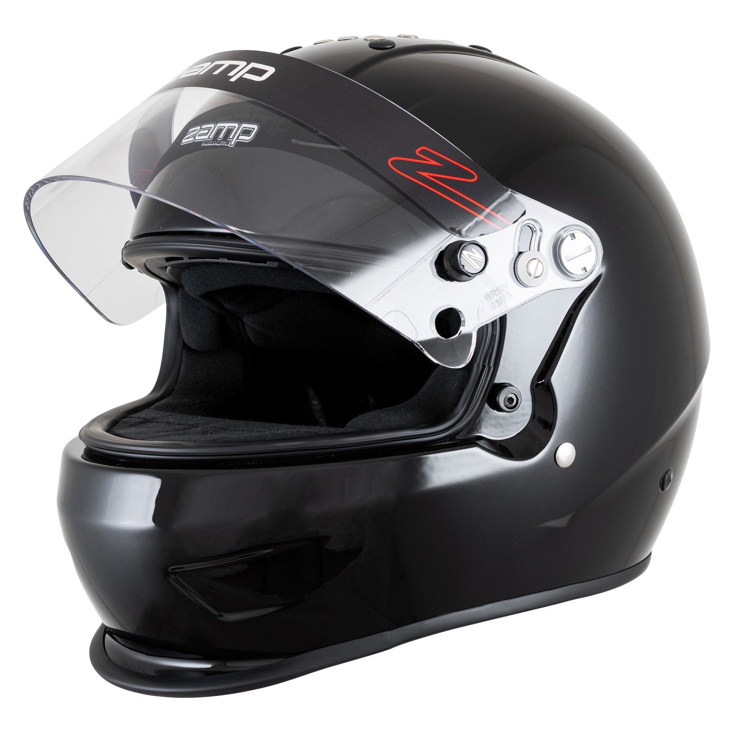 Zamp RZ-38 Dirt Helmet SA2025 (Gloss Black) with open shield