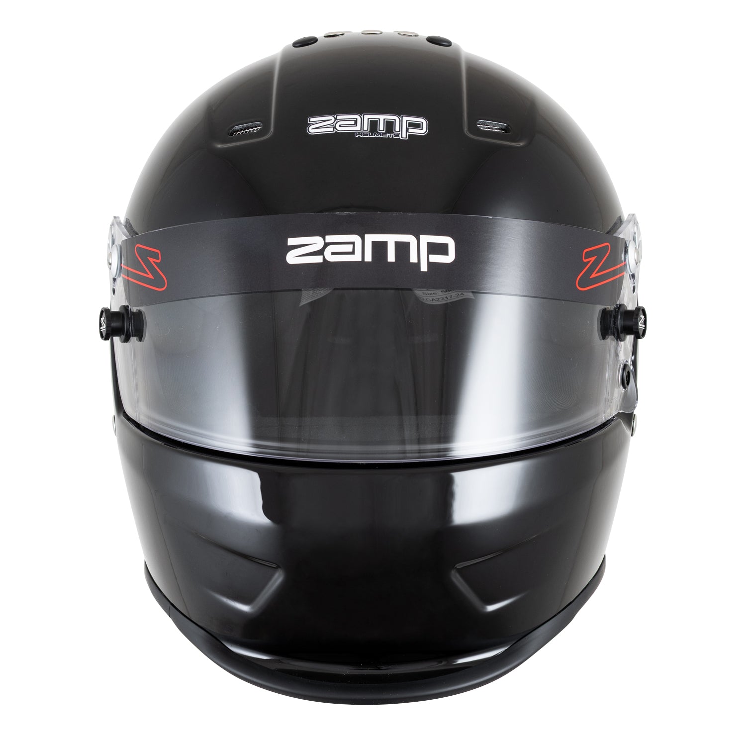 Zamp RZ-38 Dirt Helmet SA2025 (Gloss Black) - Front with Clear Shield
