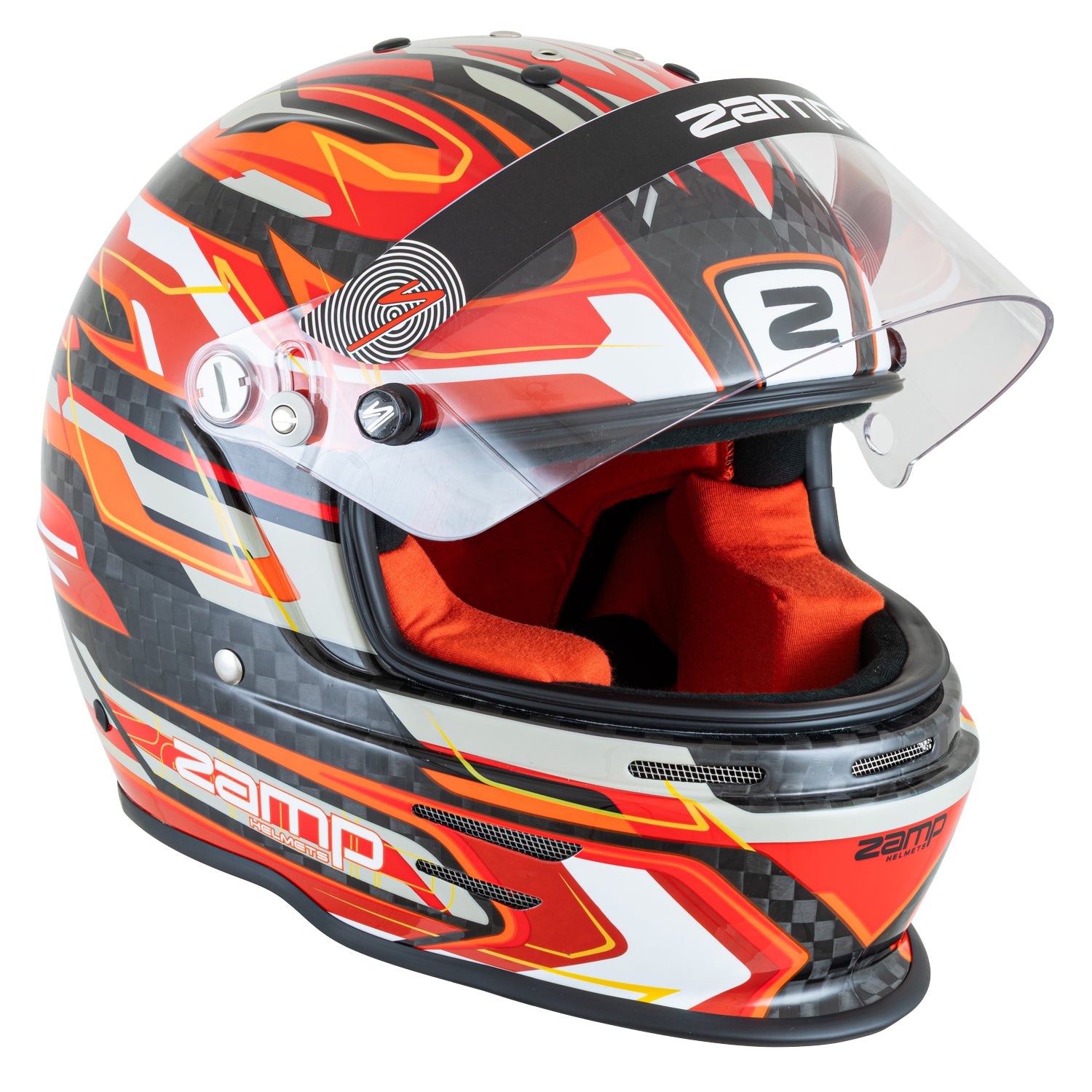 Zamp RZ-48Y Youth Carbon Graphic Helmet (Red - Side View)
