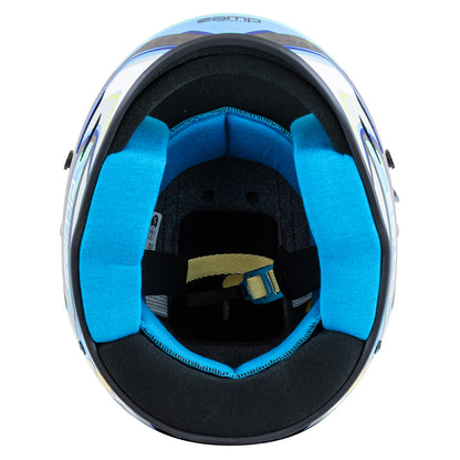 Zamp RZ-48Y Youth Carbon Graphic Helmet (Fluo Blue Interior)