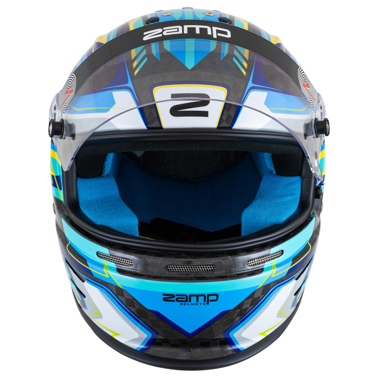 Zamp RZ-48Y Youth Carbon Graphic Helmet (Fluo Blue Front)
