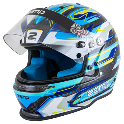 Zamp RZ-48Y Youth Carbon Graphic Helmet (Fluo Blue - Side View)