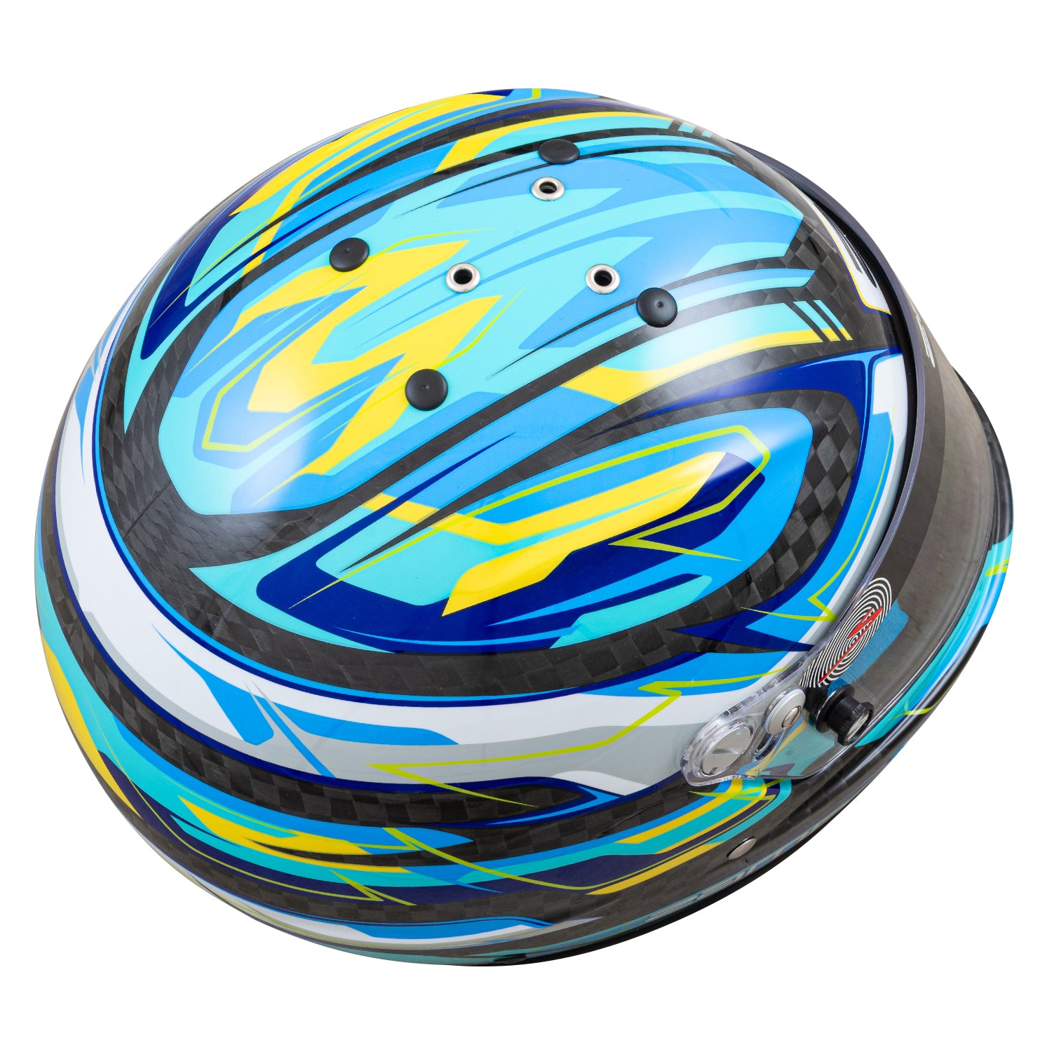 Zamp RZ-48Y Youth Carbon Graphic Helmet (Fluo Blue) - Top
