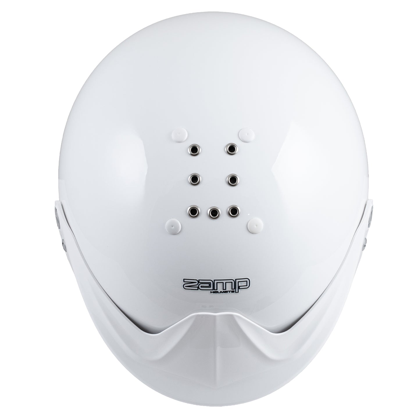 Zamp RZ-19F Open Face Helmet, FIA 8859-2024 & Snell SA2025 (view of top of helmet)