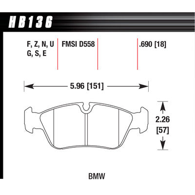 Hawk Brake Pads DTC-60 BMW Front