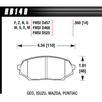Hawk Brake Pad 91-94 Miata Front DTC-30