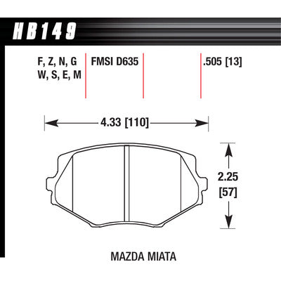 Hawk Street Brake Pads Front Miata HP Plus