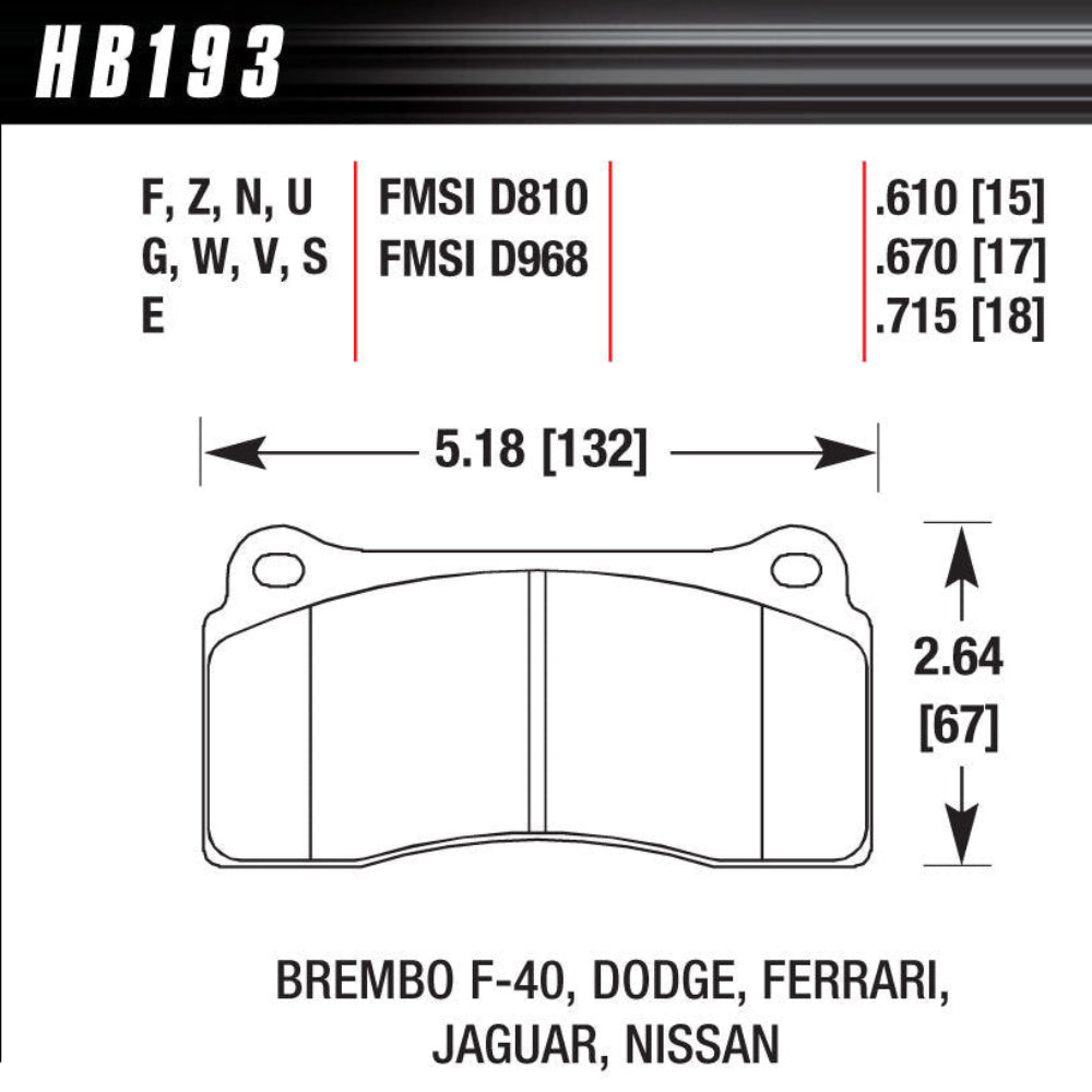 Brembo F-40, Dodge, Ferrari, Jaguar, Nissan Brake Pads