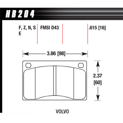Hawk Brake Pads Volvo Front HP Plus