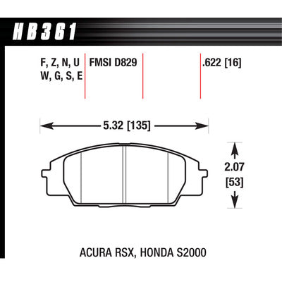 Hawk Street Brake Pads Front RSX / S2000 HP Plus