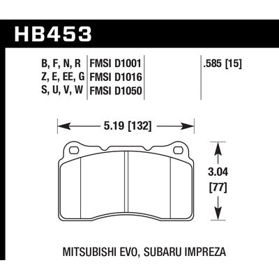 Hawk Street Brake Pads Front EVO / Impreza HPS 5.0